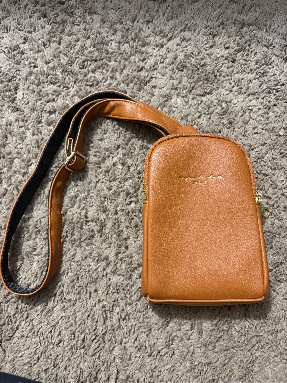 Everyday Tan Crossbody Phone Bag with Gold Logo